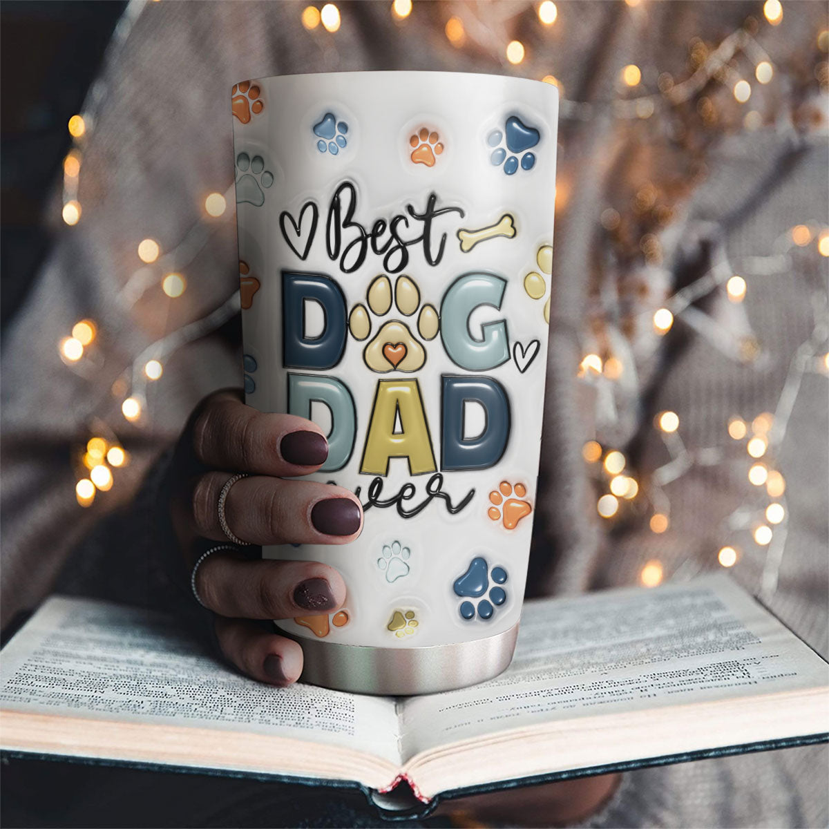 World's Best Dog Dad - Personalized 3D Inflated Effect Stainless Steel Tumbler