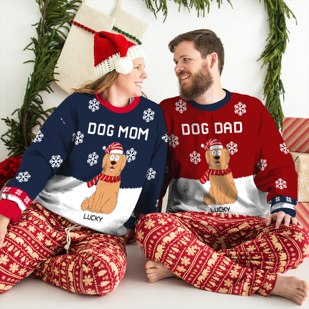 Customizable Dog Mom Snowy All-Over Print Sweatshirt - Ideal Gift for Dog Lovers
