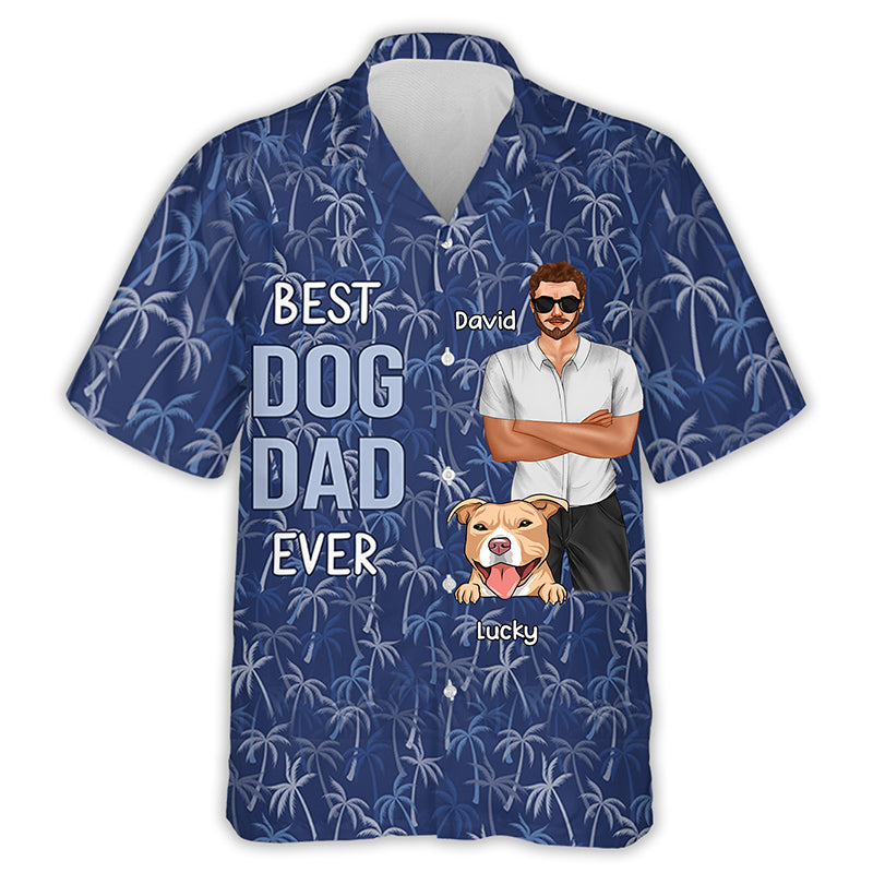 Cool Dog Dad Personalized Hawaiian Shirt - Customized for Pet Lovers