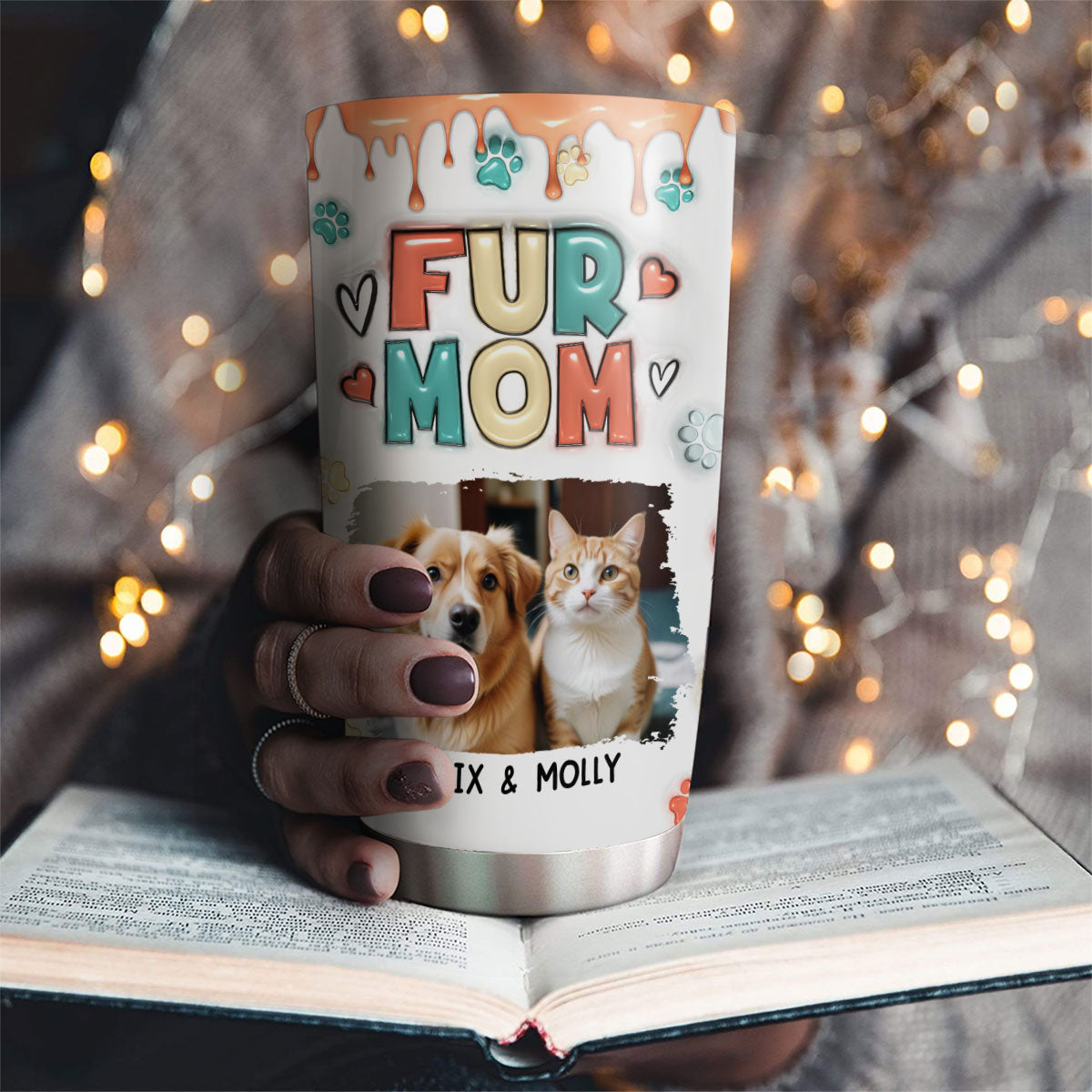 Personalized 3D Inflated Effect Tumbler - Cute Gift for Pet Moms