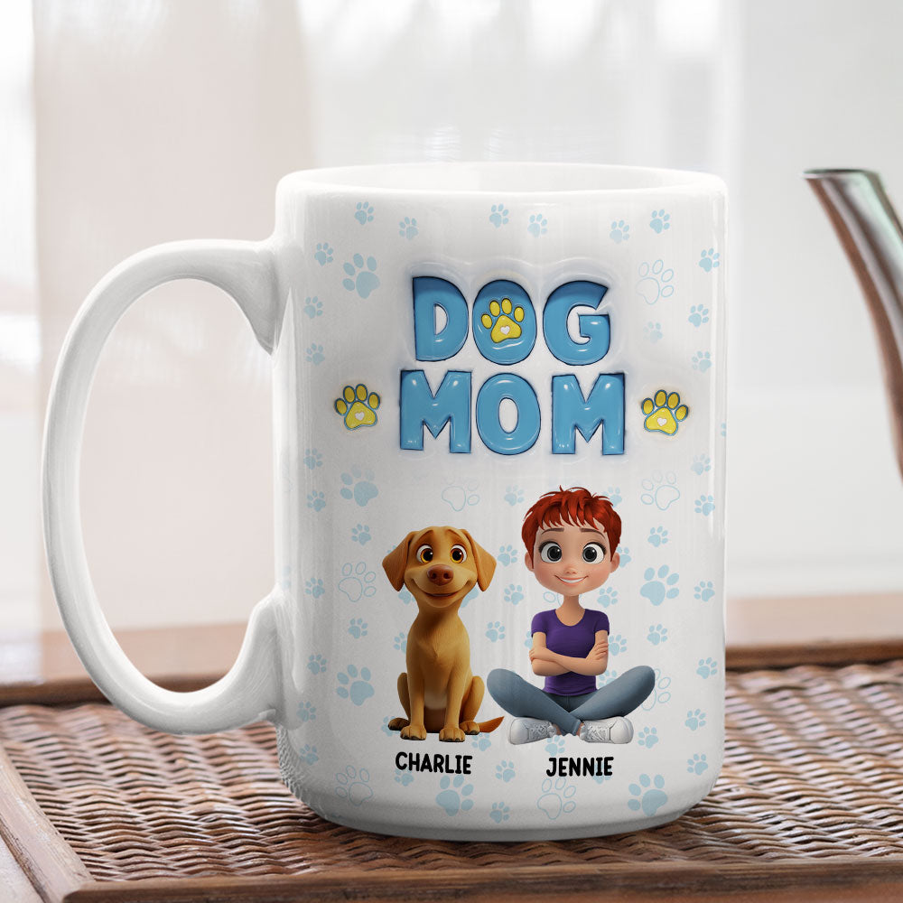 Personalized 3D Inflated Effect Ceramic Mug for Dog - Loving Moms