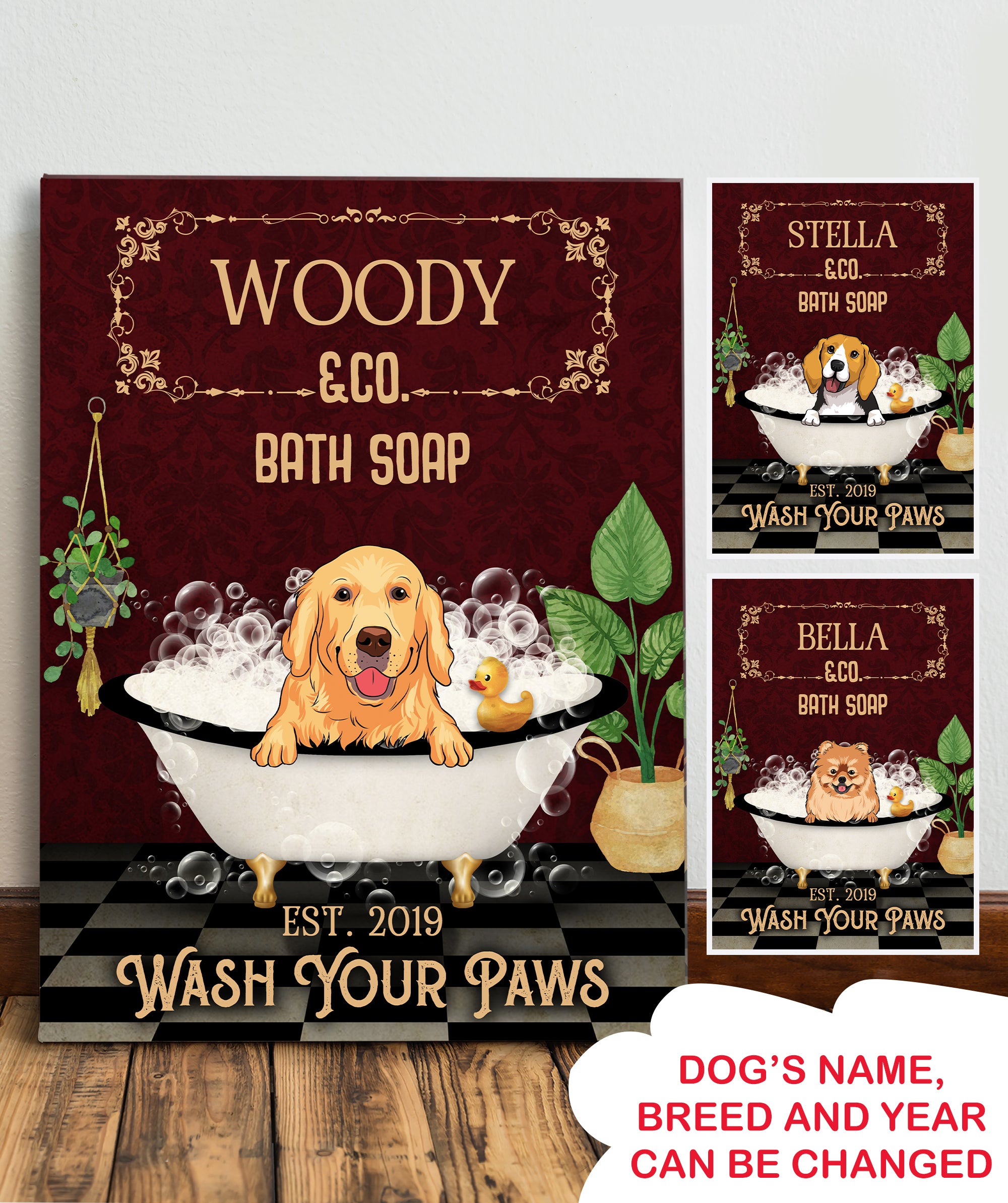 Personalized Custom Wash Your Paws Canvas - Ideal Gift for Pet Lovers