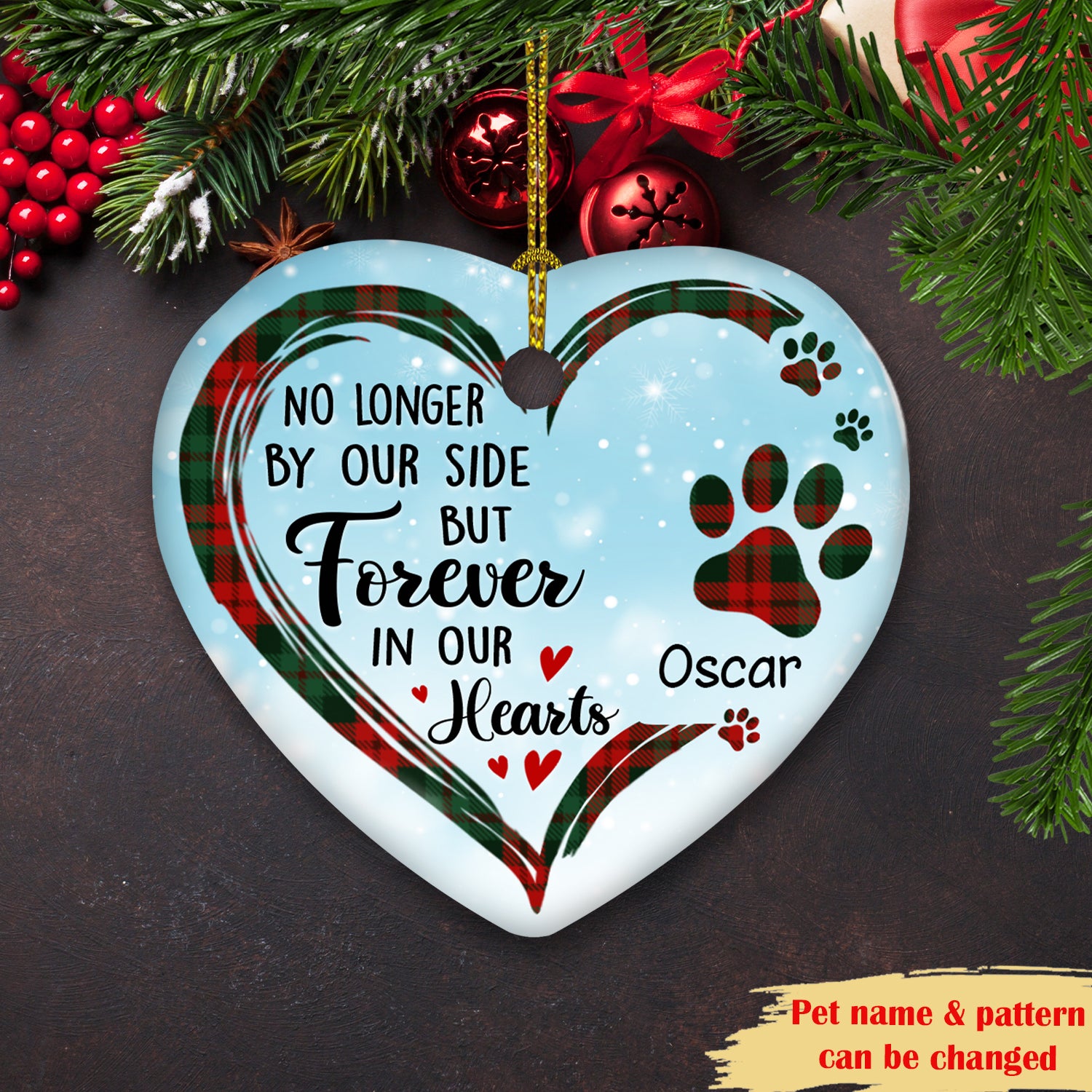 Forever in Our Hearts - Customizable Premium Ceramic Christmas Ornament for Pet Lovers