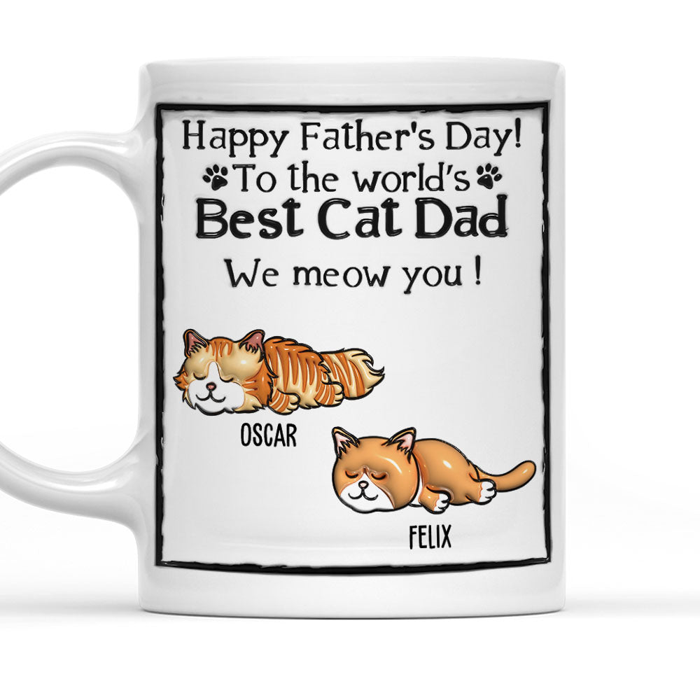 Best Cat Dad Personalized 3D Inflated Effect Custom Mug - Ideal Gift for Loved Ones