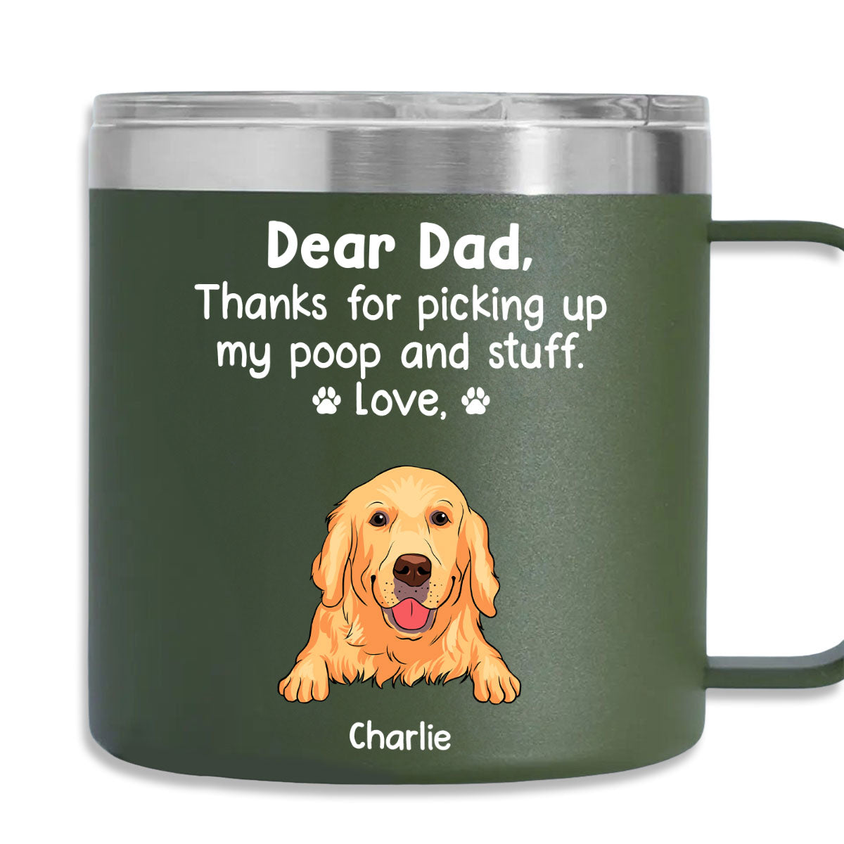 Personalized 14oz Stainless Steel Tumbler with Handle: Thanks for Being My Human Servant
