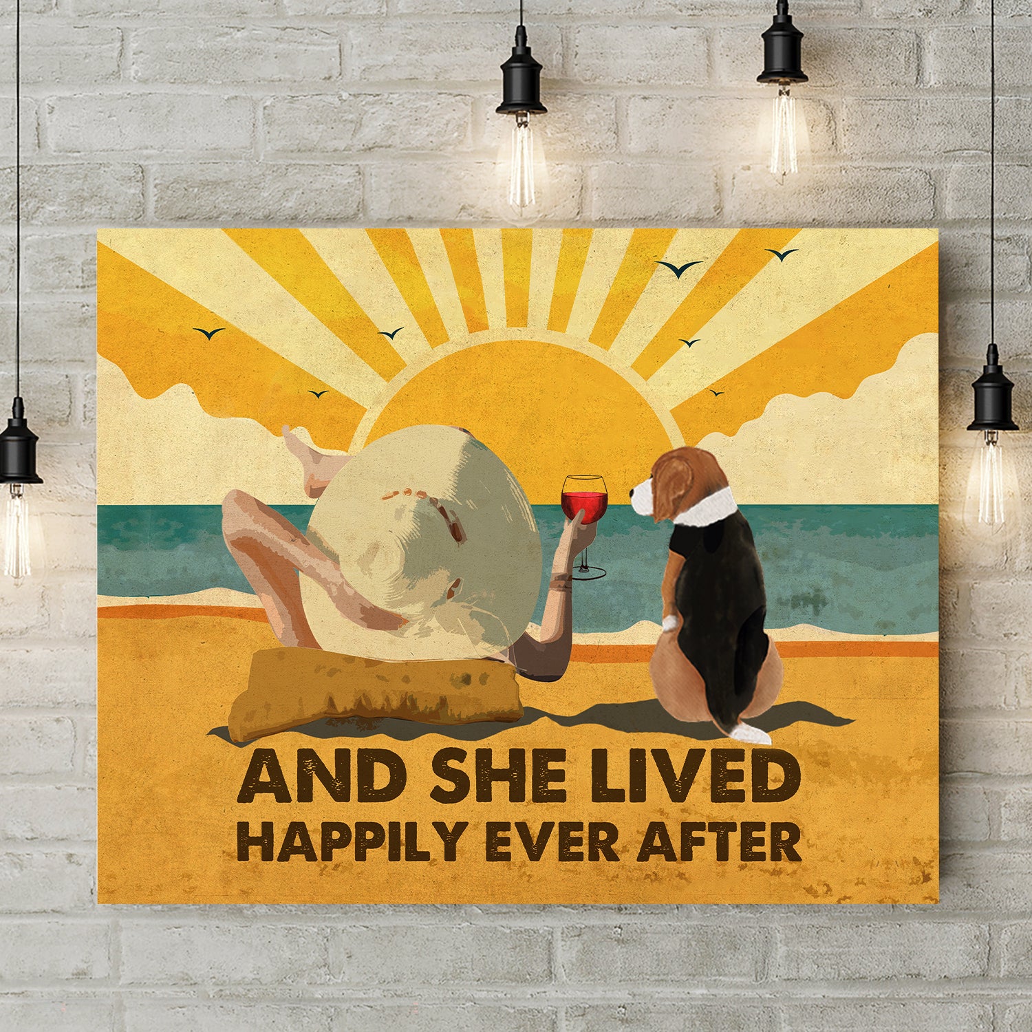 Dog Lover's Dream: Personalized Custom Beach, Wine, and Dog Canvas