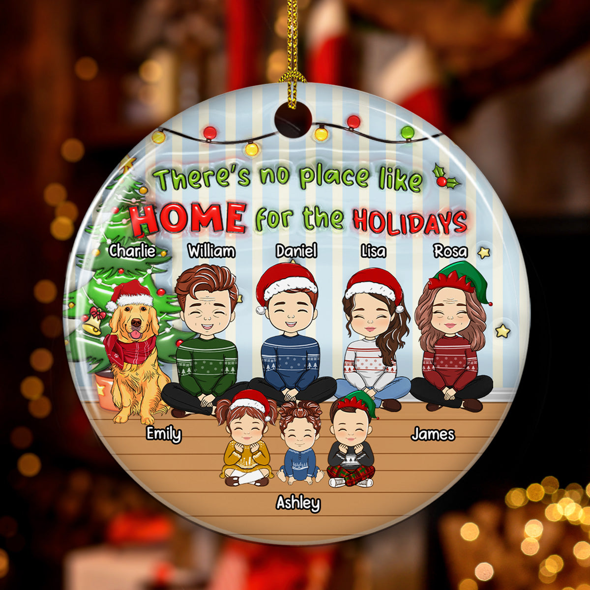 Personalized 3D Inflated Effect Ceramic Christmas Ornament - No Place Like Home