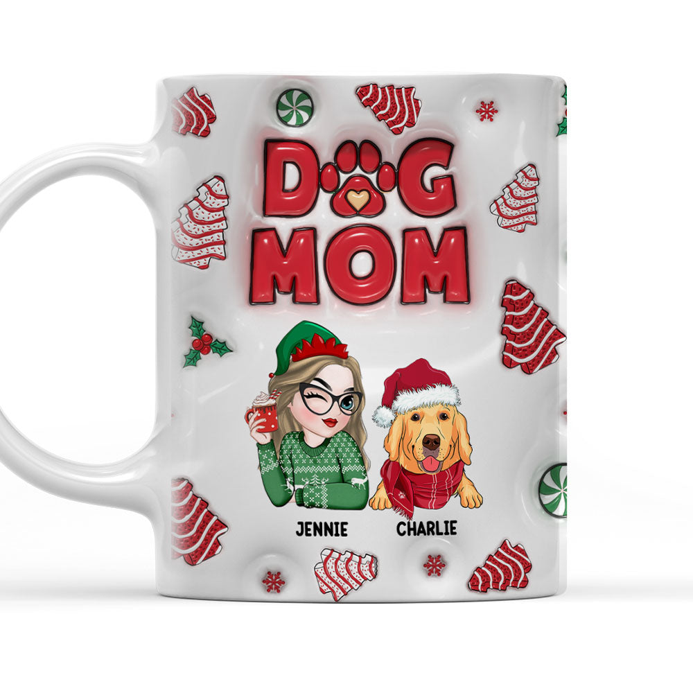 Personalized 3D Inflated Effect Christmas Mug for Dog Moms