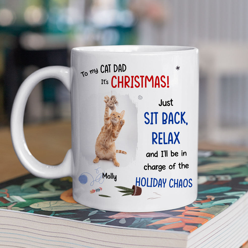 Personalized 'Let Cats Rule the Chaos' Photo Coffee Mug - Ideal Gift for Pet Lovers