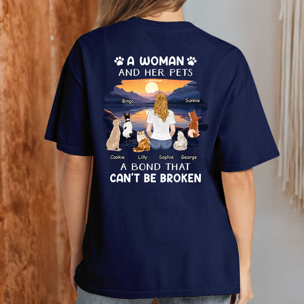 Personalized Unisex 'Woman With Pets' T-shirt - Ideal Gift for Pet Lovers
