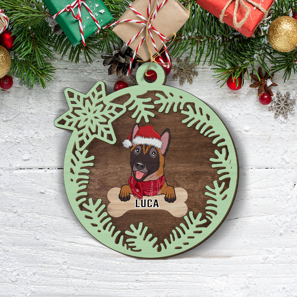 Snow - Exquisitely Personalized 2 - Layered Wood Christmas Ornament for Pet Lovers