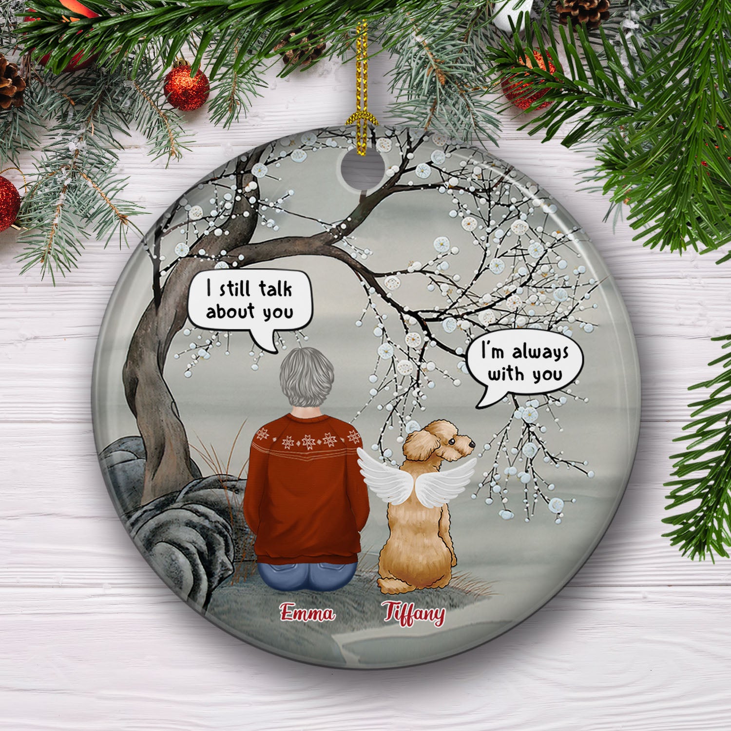 Personalized Custom 'I'm Always With You' Ceramic Christmas Ornament for Pet Lovers