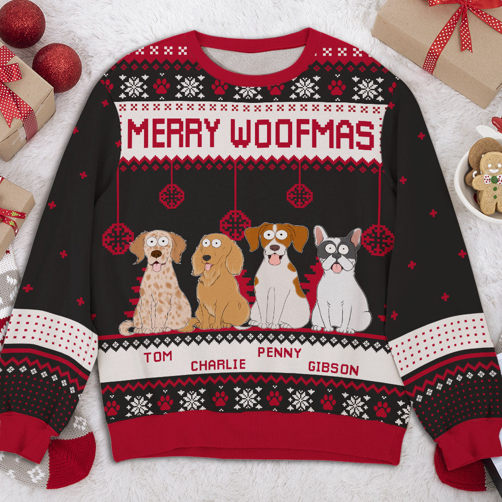 Feliz Navidog - Customizable All-Over Printed Dog Lover's Holiday Sweatshirt