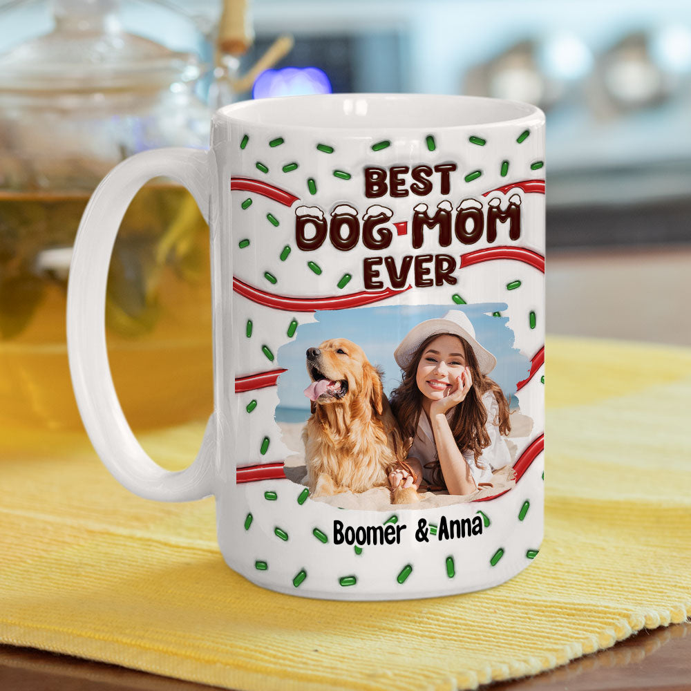 Personalized 3D Inflated Effect Mug: Best Gift for Dog Moms with Custom Cake Photos