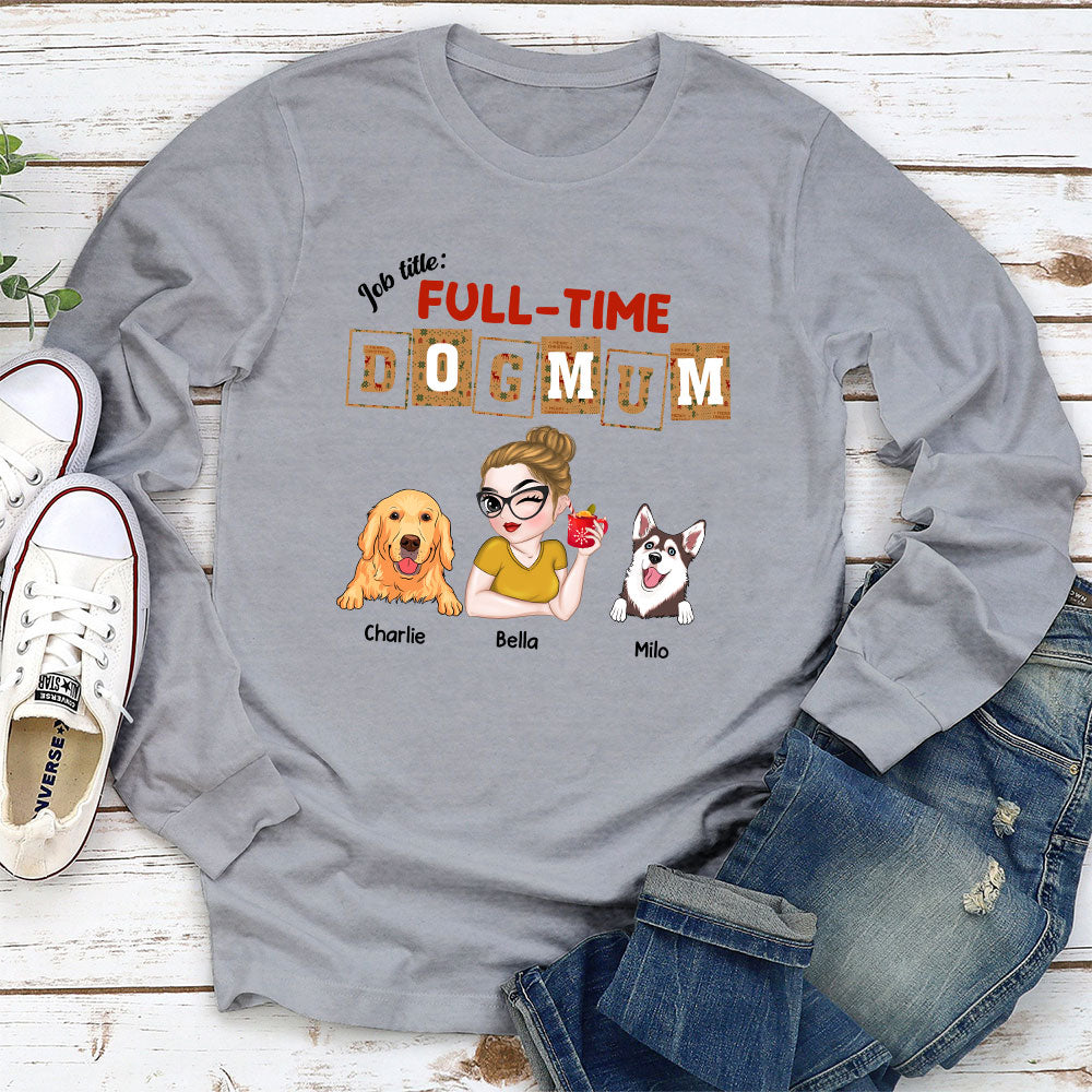 Personalized Full-Time Dog Mom & Dad Christmas Long Sleeve T-Shirt