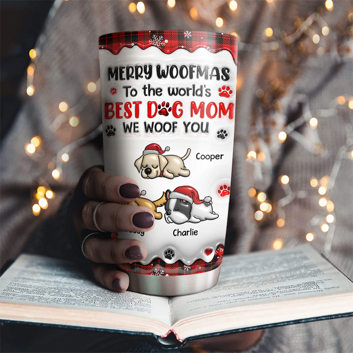 World's Best Dog Mom - Personalized 3D Inflated Effect Stainless Steel Tumbler
