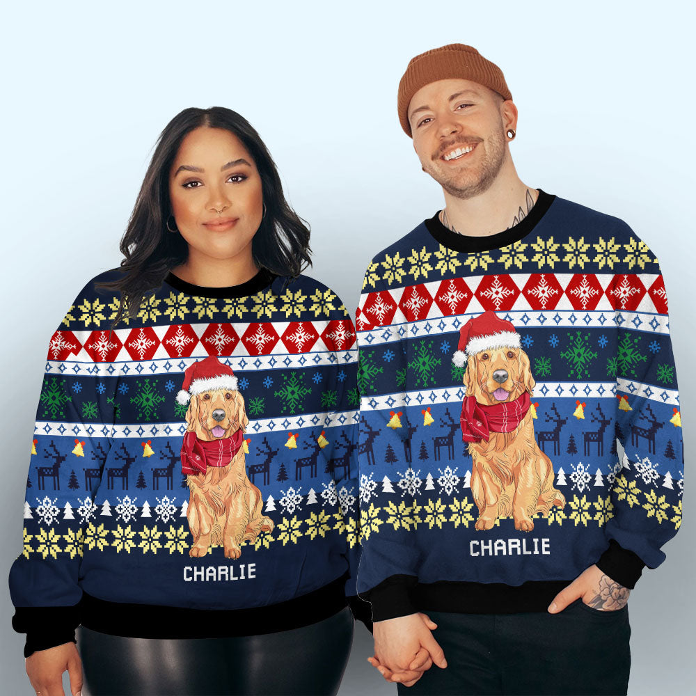 Personalized Custom All-Over-Print Christmas Dog Sweatshirt - Ideal Gift for Dog Lovers