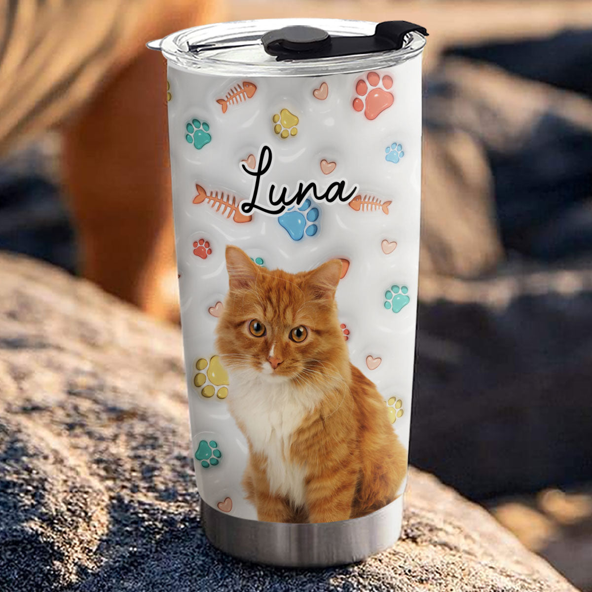 Personalized 3D Inflated Effect Cute Cat Baby Photo Tumbler - Ideal for Any Occasion