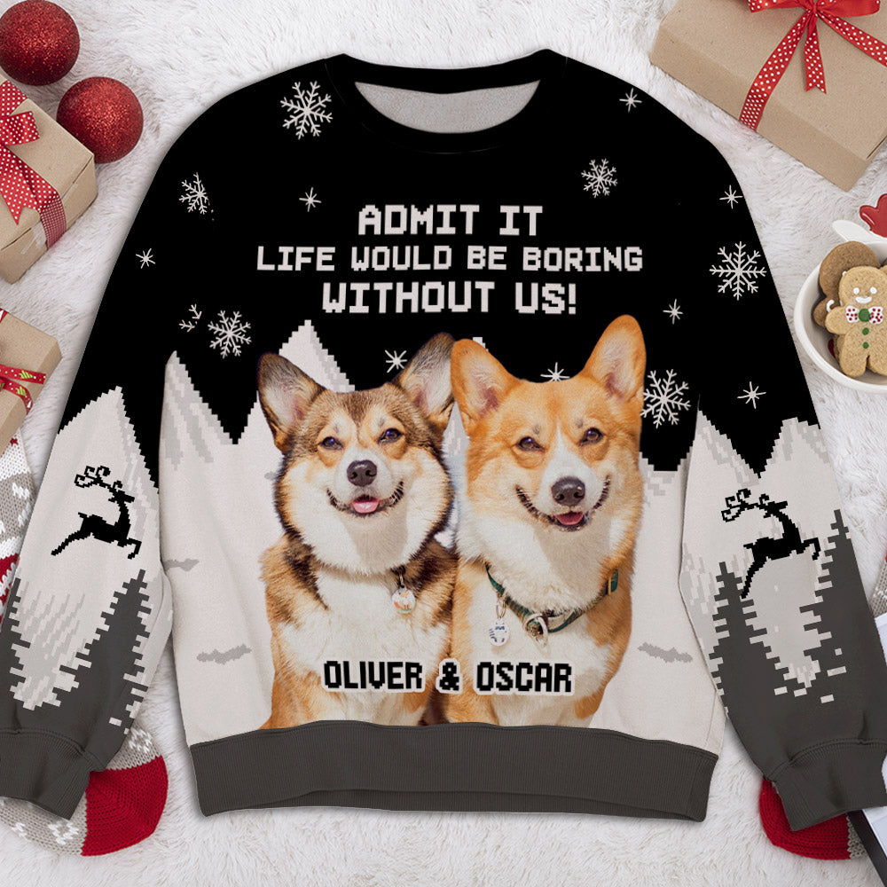 Personalized Snowy Pet Photo All-Over-Print Sweatshirt - Ideal Gift for Pet Lovers