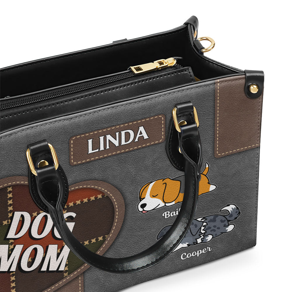 Personalized Custom Dog Mom Patchwork Leather Handbag