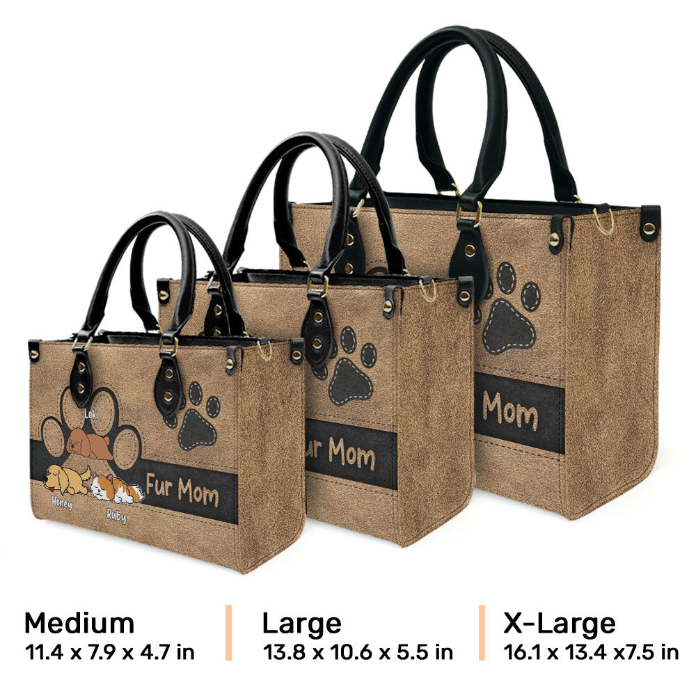 Personalized Elegant Fur Mom Custom Leather Handbag