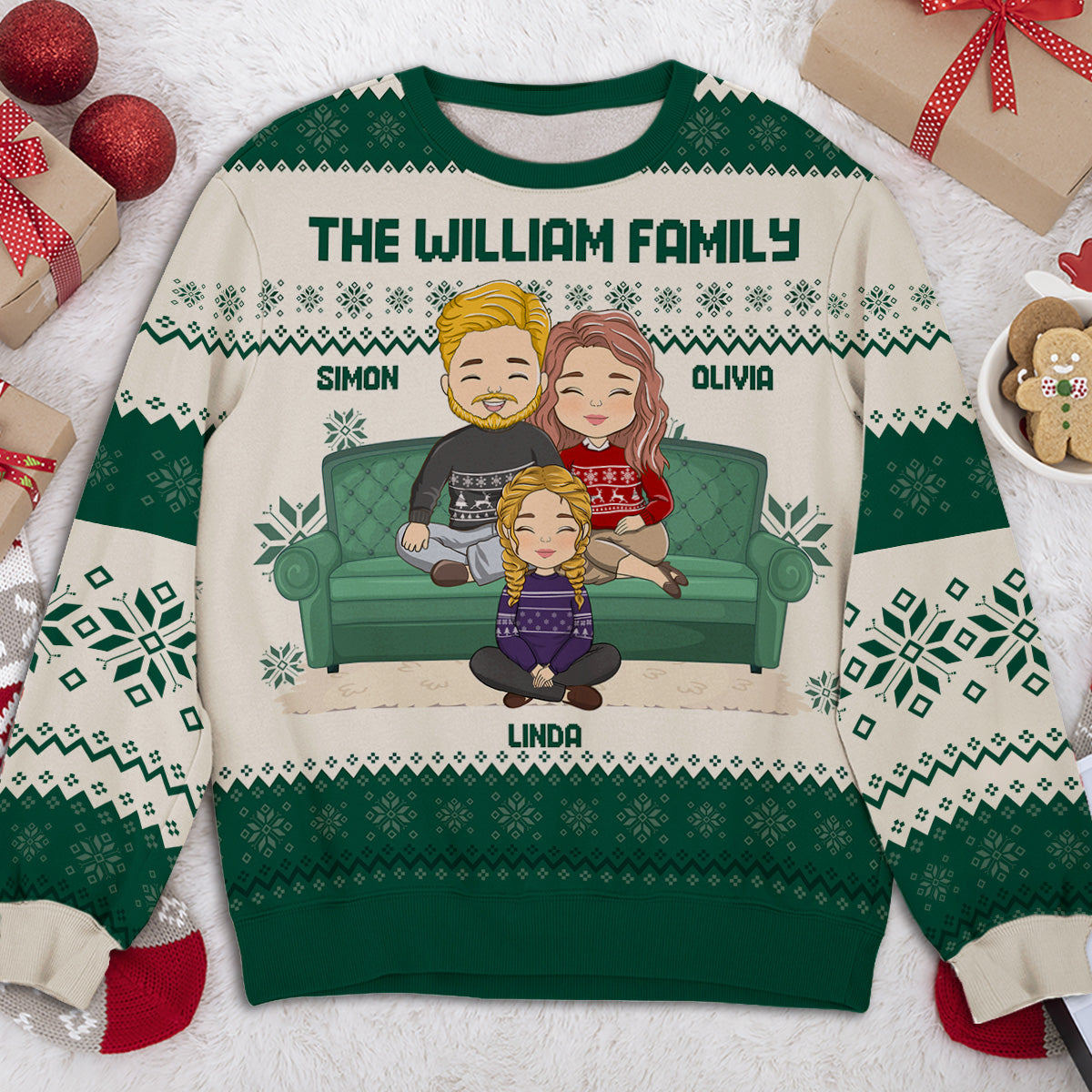 Personalized All-Over-Print Couple and Family Sweatshirt with Pets and Kids