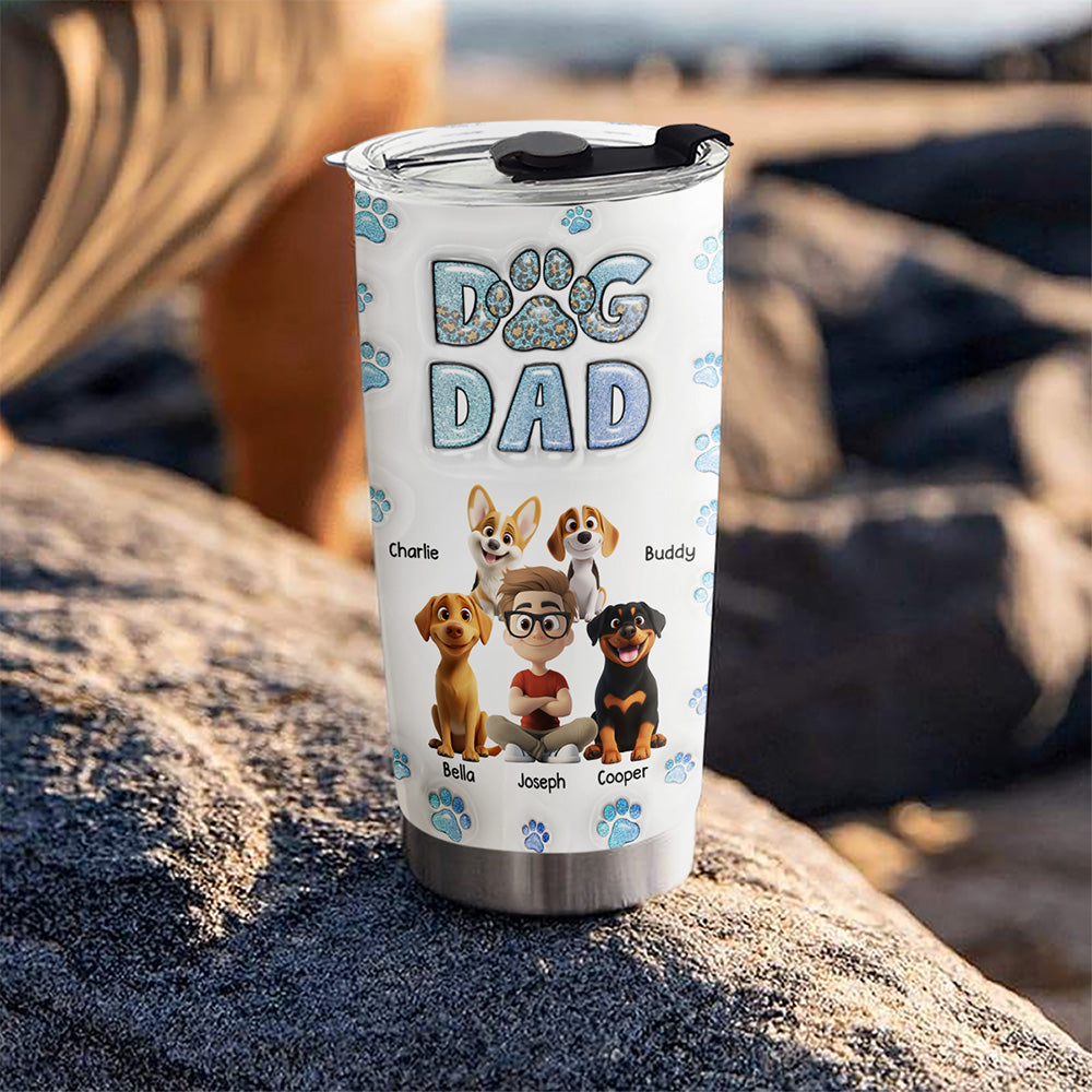 Personalized 3D Inflated Effect Dog Dad Chibi Tumbler - Ideal for All Occasions