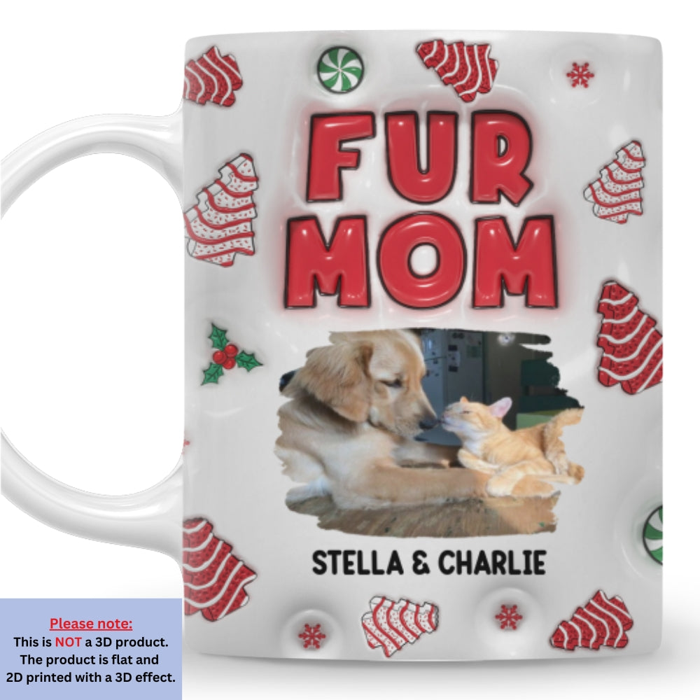 Personalized 3D Inflated Effect Fur Mom Tree Cake Photo Mug