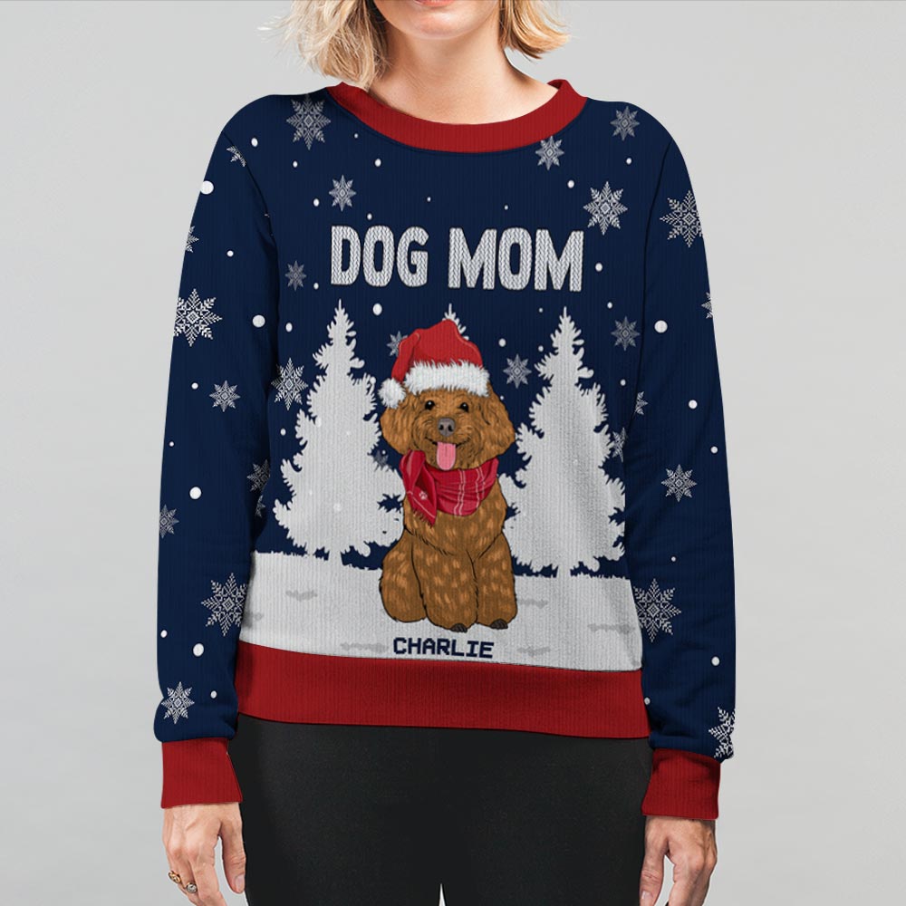 Customizable Dog Dad Winter All-Over-Print Sweatshirt - Ideal Gift