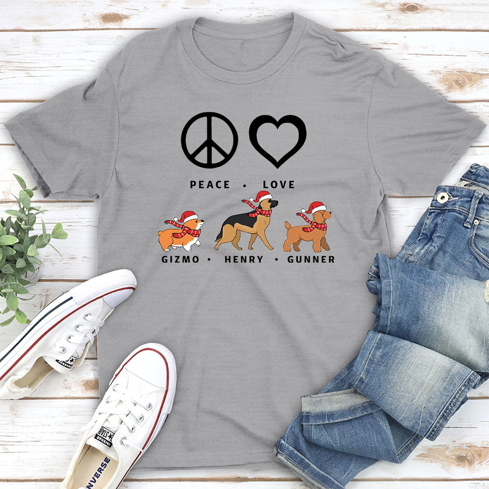 Peace Love Christmas Pattern Personalized Custom Unisex Pet Lover's T-shirt
