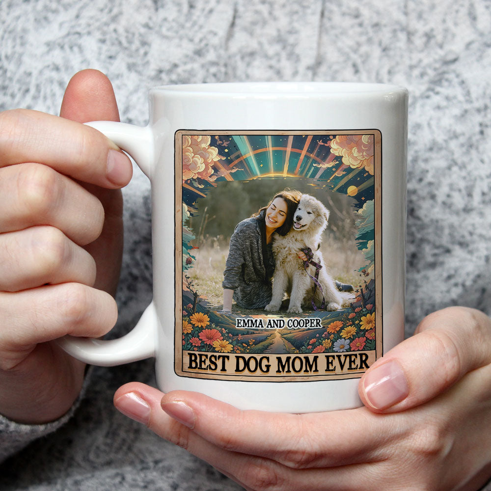 Personalized Tarot Dog Mom Photo Coffee Mug - Unique Customized Gift