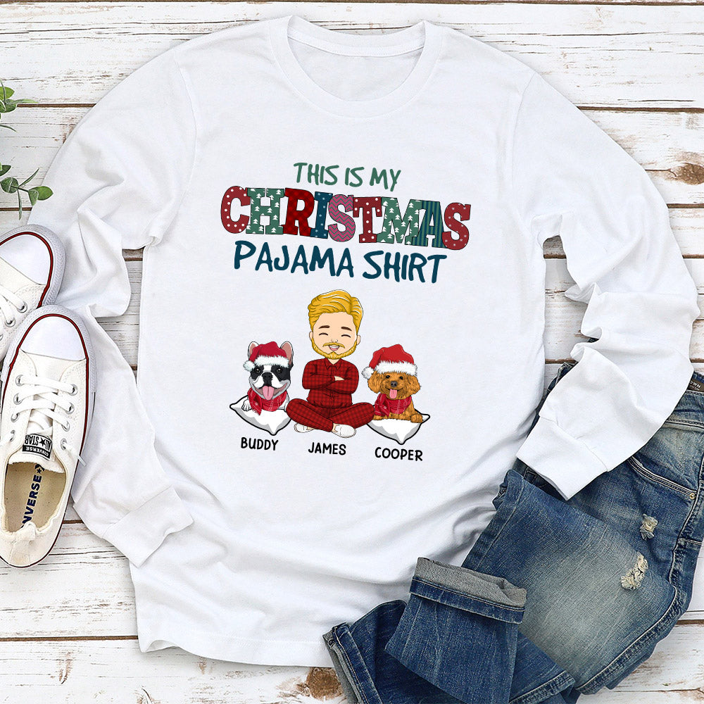 Personalized Christmas Dog Pajama Long Sleeve T - shirt for Pet Lovers
