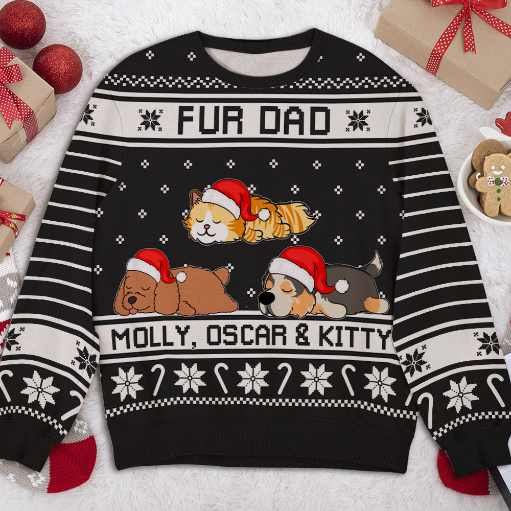 Customizable Festive Christmas All-Over-Print Dog and Cat Sweatshirt for Pet Lovers