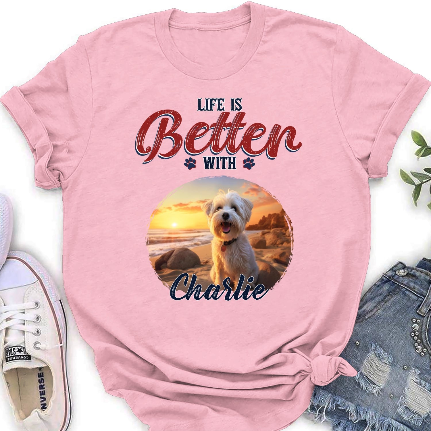 Personalized Custom Women's T-shirt: A Perfect Photo Keepsake for a Better Life with Your Dog