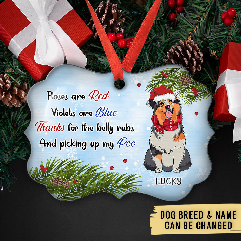 Personalized Custom Aluminum Pet Belly Rubs Thank You Ornament