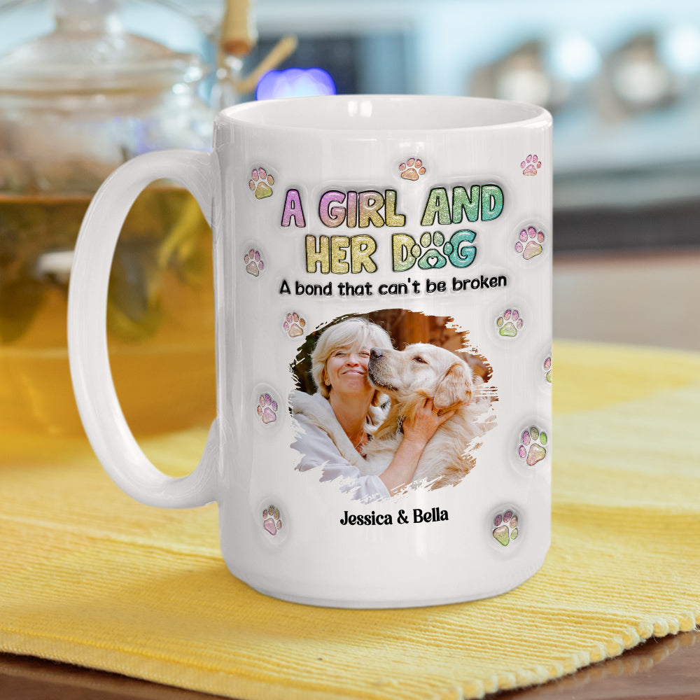 Personalized 3D Inflated Effect Mug with A Girl And Her Dog Photo