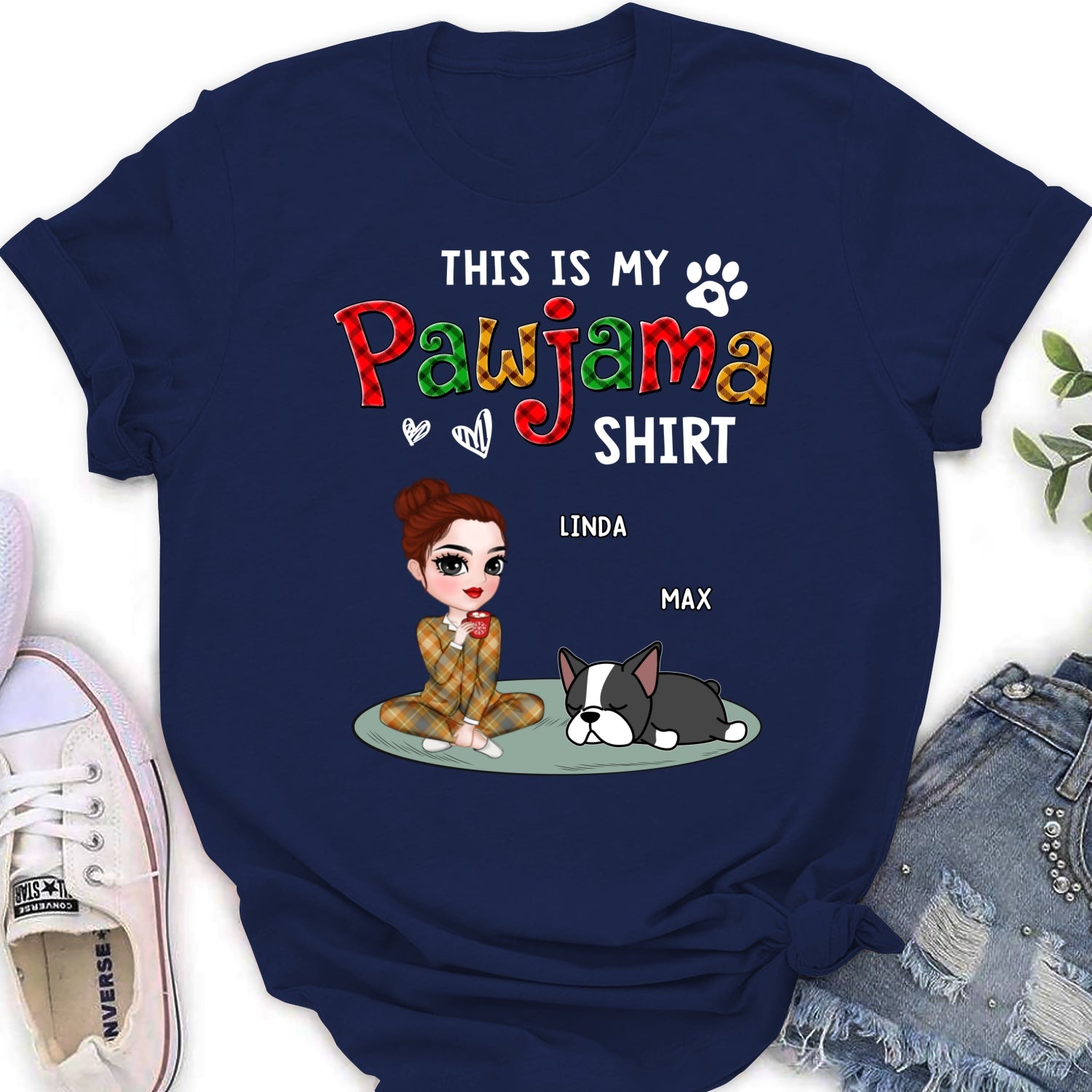 Customizable Pawjama Shirt Version 3 - Personalized Women's T-Shirt for Pet Lovers
