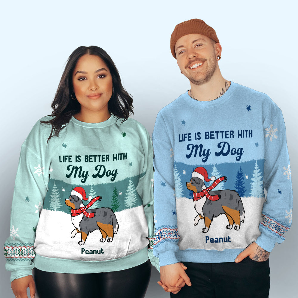 Customizable All-Over Printed Dog Parents Mint Sweatshirt - Ideal Gift for Dog Lovers