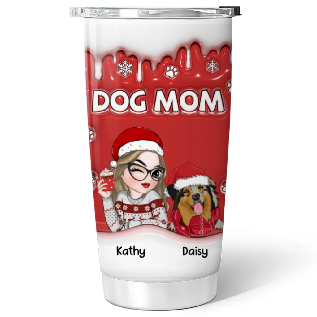 Personalized 3D Inflated Effect Christmas Tumbler for Dog Moms
