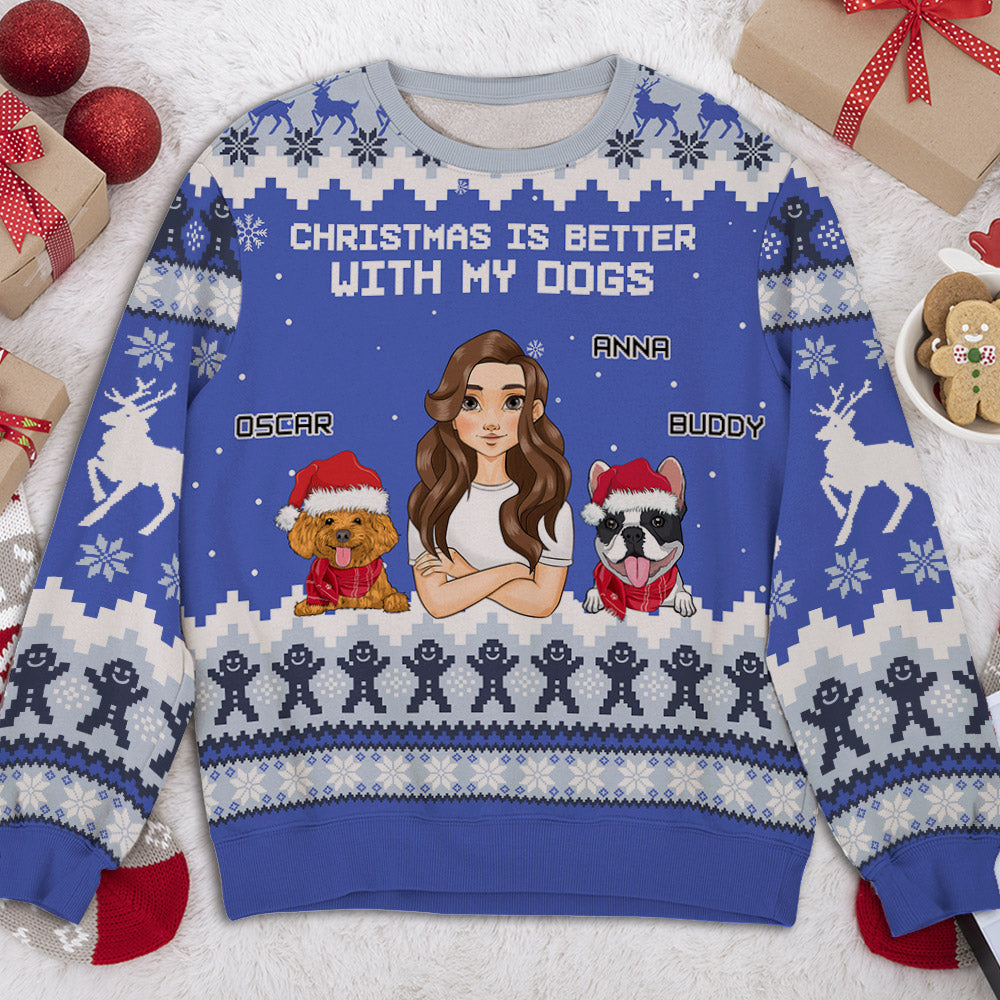 Personalized All-Over-Print Dog Lover's Holiday Sweatshirt