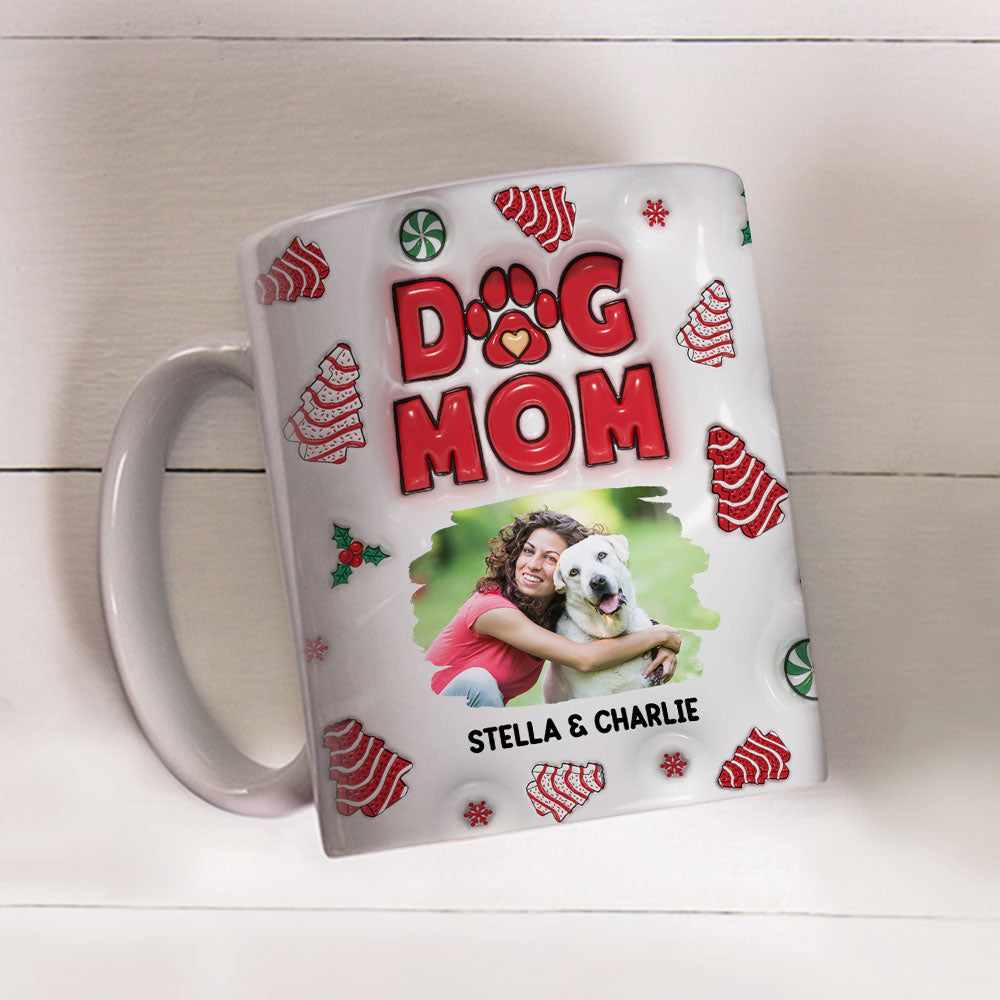 Personalized Dog Mom Tree Cake Photo 3D Inflated Effect Ceramic Mug