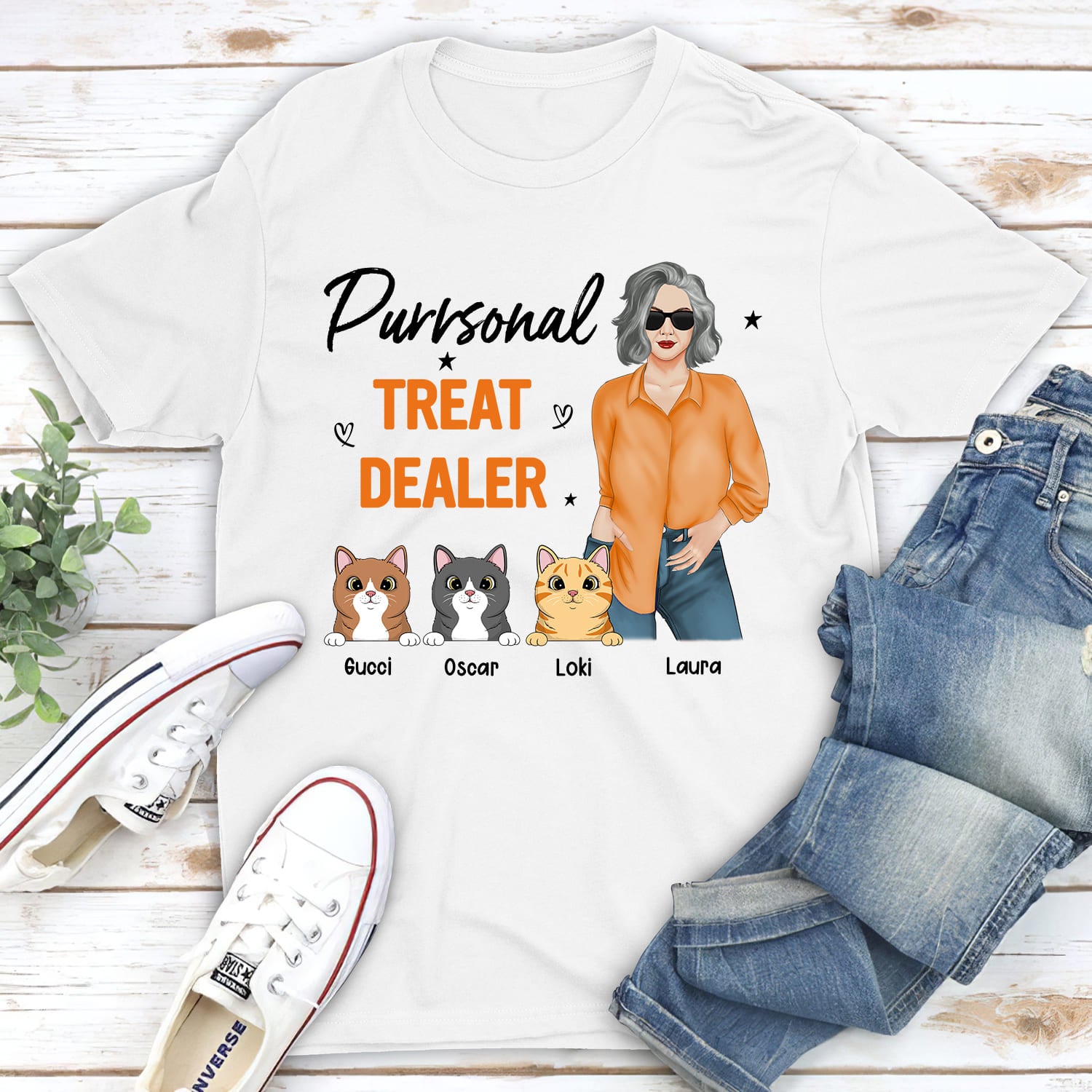 Customizable Unisex Cat Treat Lover T-shirt - Ideal Gift for Pet Enthusiasts