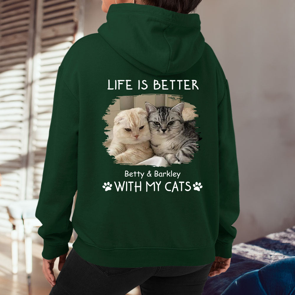 Personalized 'Better With Cats' Photo Hoodie - Ideal Gift for Pet Lovers