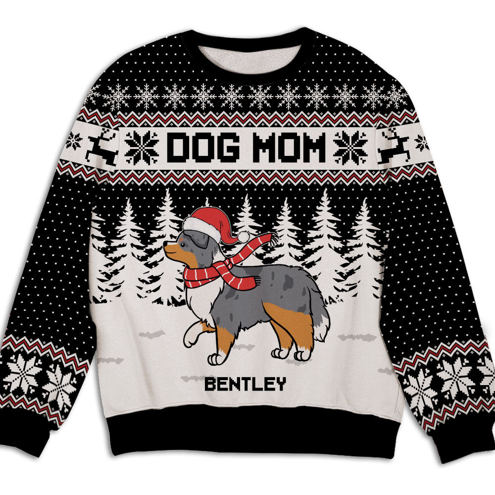 Personalized Custom All-Over-Print Dog Mom/Dad Snow Forest Sweatshirt - Ideal Gift for Pet Lovers