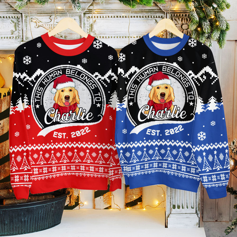 Human Belongs - Customizable All-Over Print Personalized Sweatshirt for Pet Lovers