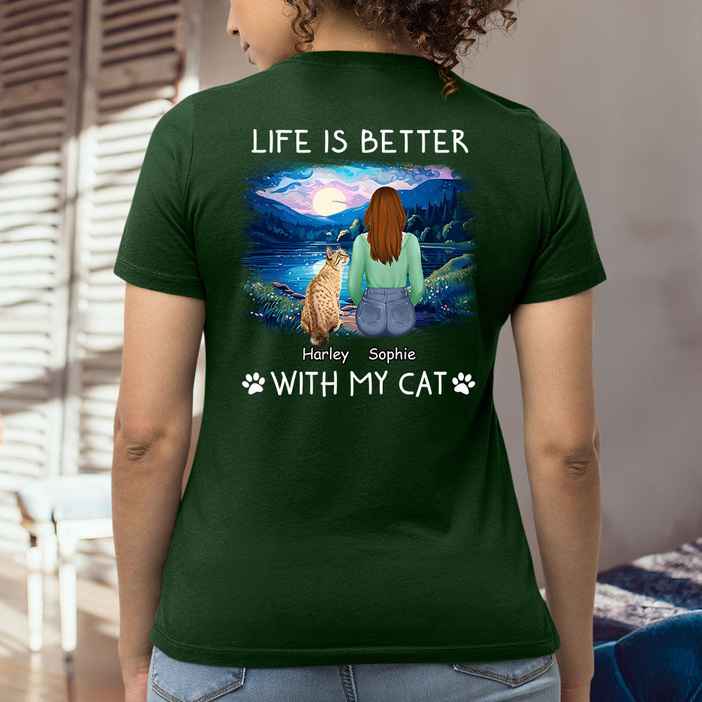 Personalized Custom Women's 'Better With Cats' T-shirt - Ideal Gift for Pet Lovers