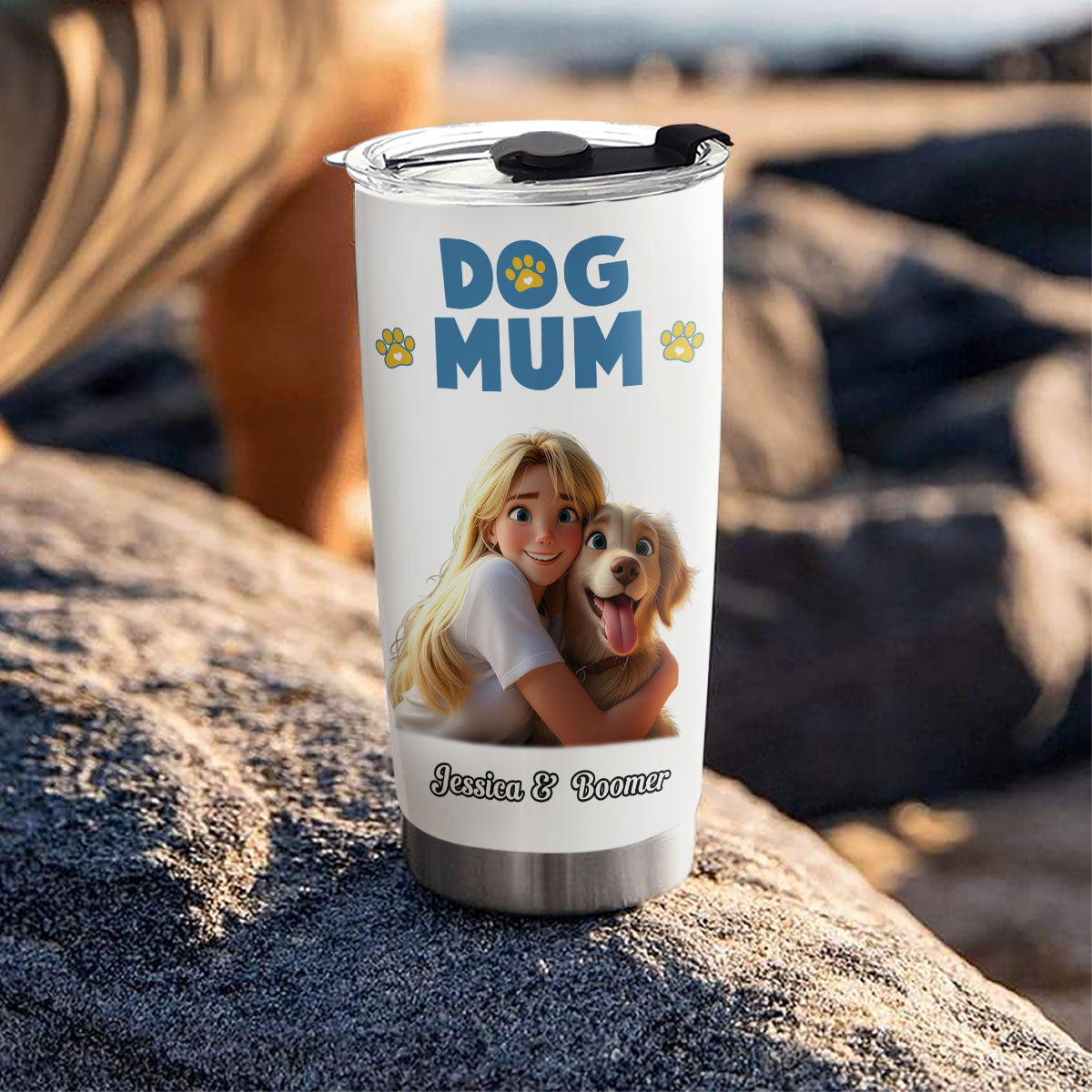 Personalized Girl and Dog Cartoon Style Tumbler - Ideal for Every Occasion