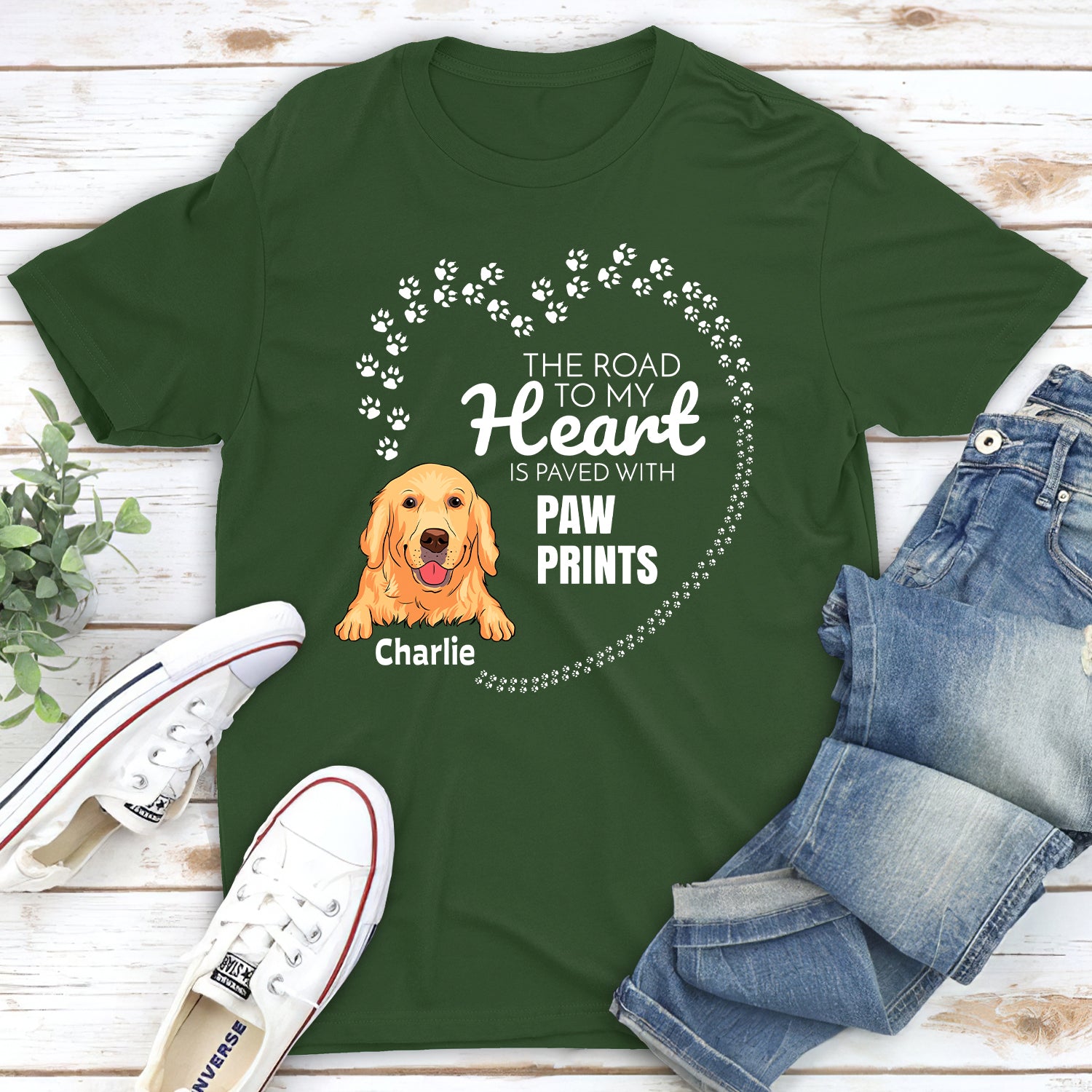 Paved With Pawprints - Customizable Unisex Personalized T-shirt for Pet Lovers