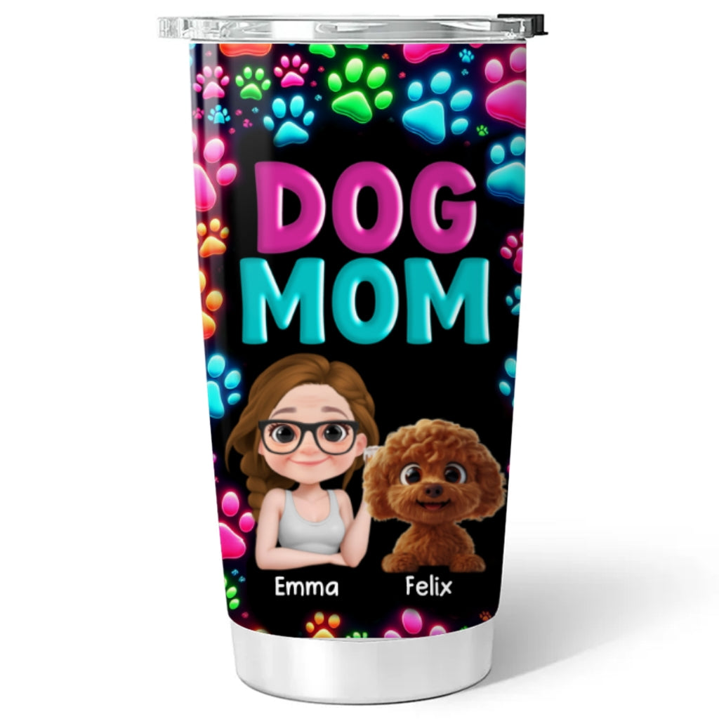 Customizable Dog Mom Neon Tumbler - Personalized for You