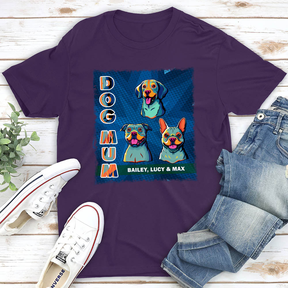 Personalized Custom Unisex Dog Mom and Dad Popart T-shirt - Ideal Gift for Pet Lovers